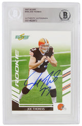 Joe Thomas Signed Cleveland Browns 2007 Score Rookie Football Card #355 - (Beckett Encapsulated)