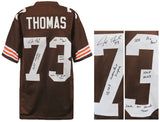 Joe Thomas Signed Brown Custom Football Jersey w/4-Inscriptions
