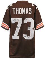 Joe Thomas Signed Brown Custom Football Jersey w/4-Inscriptions