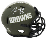 Joe Thomas Signed Cleveland Browns Salute to Service Riddell Speed Mini Helmet