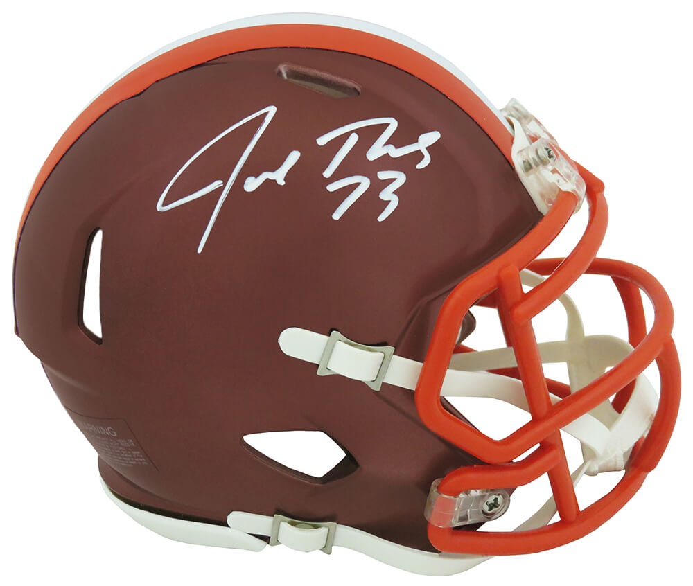 Joe Thomas Signed Cleveland Browns FLASH Riddell Speed Mini Helmet (In White)