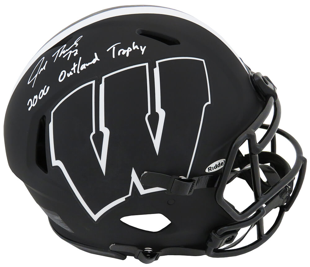 Joe Thomas Signed Wisconsin Badgers Eclipse Riddell Authentic Proline Speed Helmet w/2006 Outland Trophy