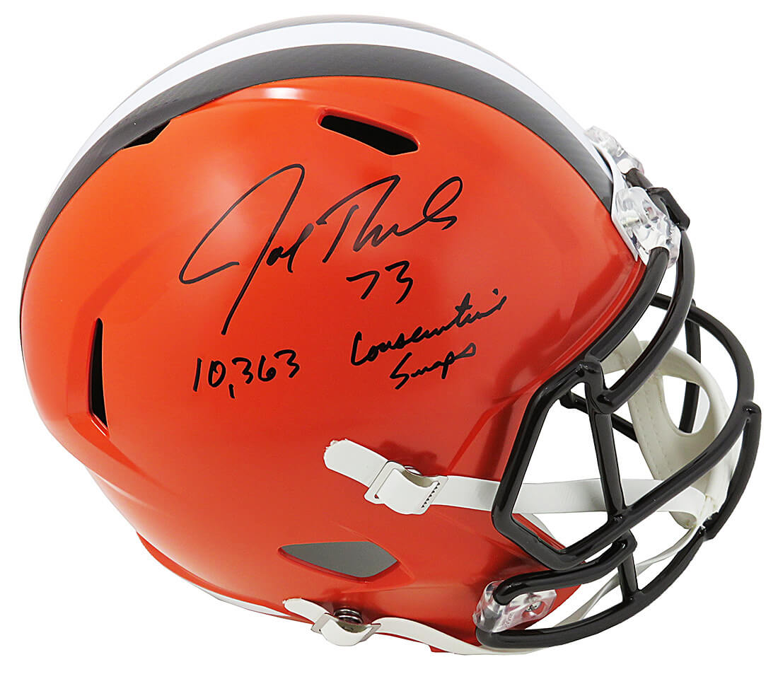 Joe Thomas Signed Cleveland Browns Riddell Full Size Speed Replica Helmet w/10,363 Consecutive Snaps