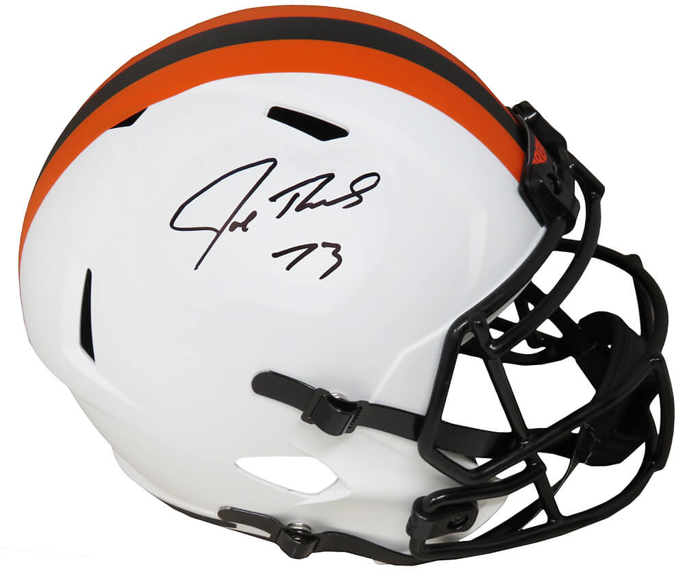 Joe Thomas Signed Cleveland Browns Lunar Eclipse White Matte Riddell Full Size Speed Replica Helmet