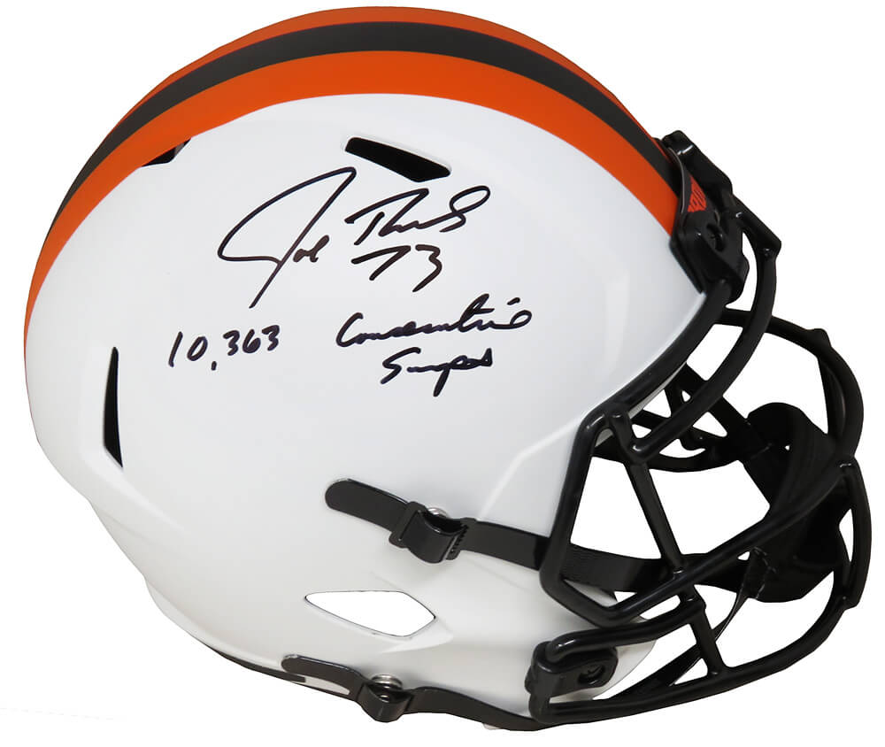 Joe Thomas Signed Cleveland Browns Lunar Eclipse White Matte Riddell Full Size Speed Replica Helmet w/10,363 Consecutive Snaps