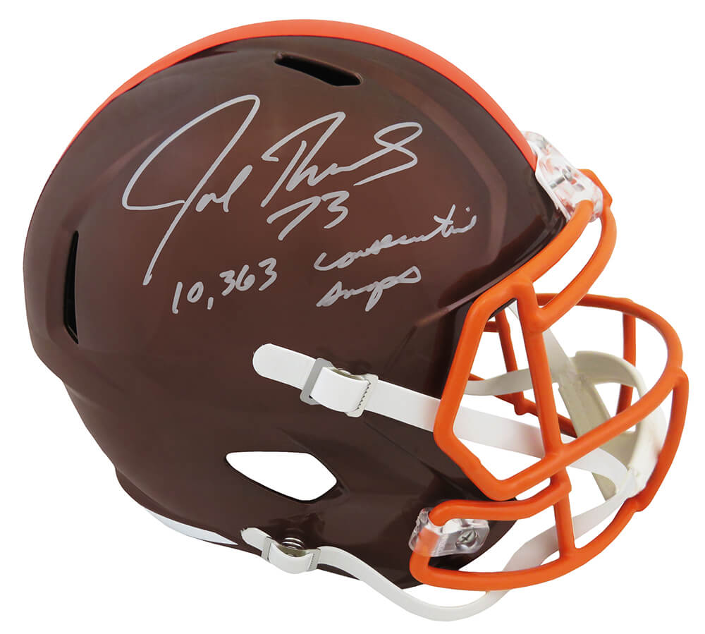 Joe Thomas Signed Cleveland Browns FLASH Riddell Full Size Speed Replica Helmet w/10,363 Consecutive Snaps
