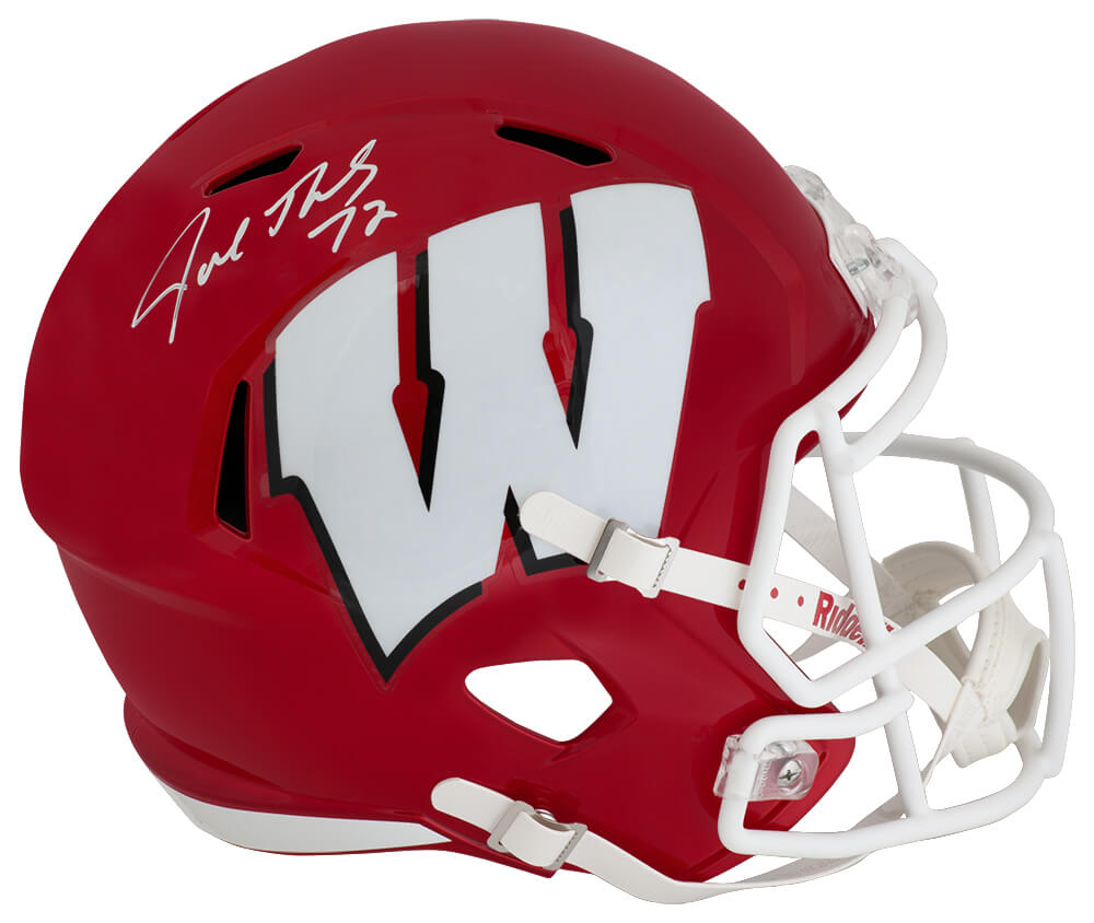 Joe Thomas Signed Wisconsin Badgers FLASH Riddell Full Size Speed Replica Helmet