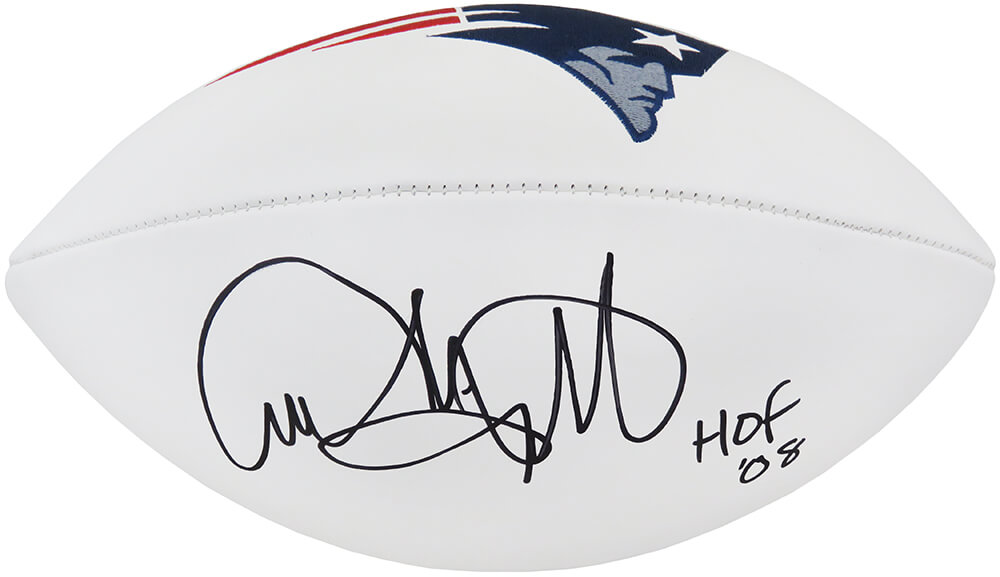 Andre Tippett Signed New England Patriots Wilson White Logo Football w/HOF'08