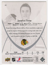 Jonathan Toews Signed 2007-08 Upper Deck NHL Hockey Rookie Box Set Hockey Trading Card #43