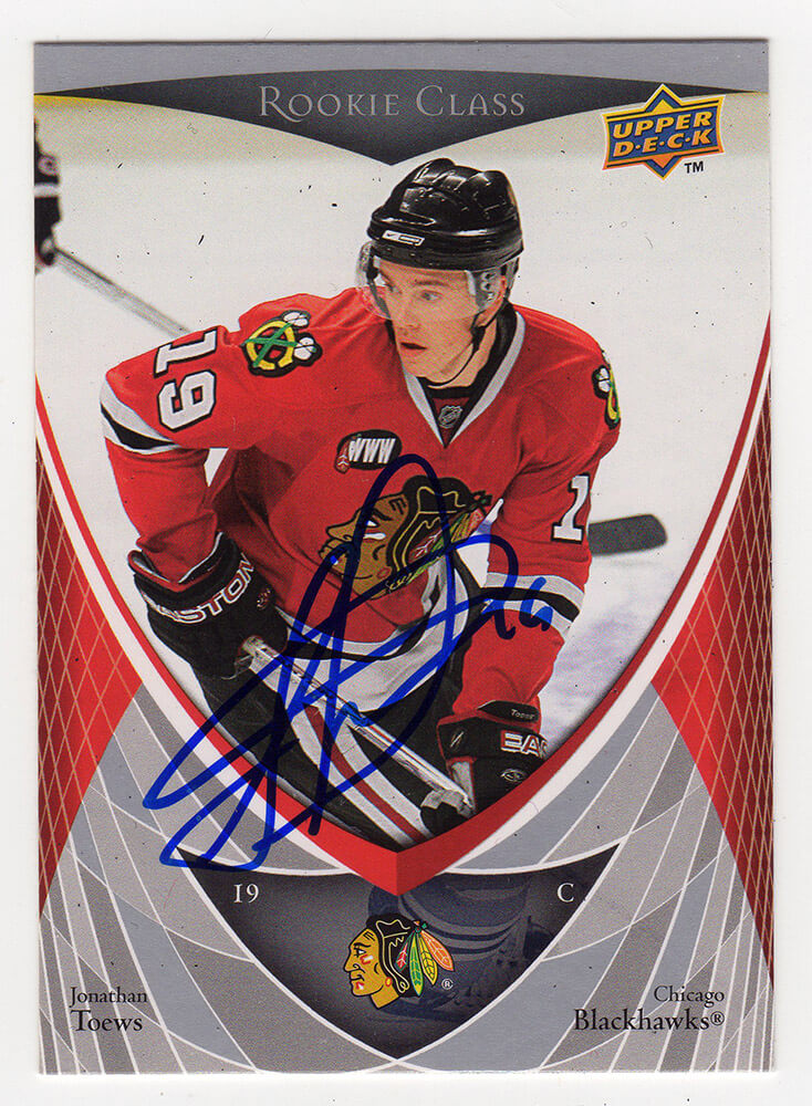 Jonathan Toews Signed 2007-08 Upper Deck NHL Hockey Rookie Box Set Hockey Trading Card #43
