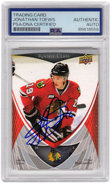 Jonathan Toews Signed 2007-08 Upper Deck NHL Hockey Rookie Box Set Hockey Card #43 - (PSA Encapsulated)