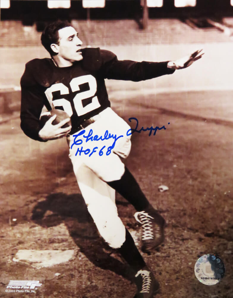 Charley Trippi Signed Cardinals B&W Pose With Football 8x10 Photo w/HOF'68