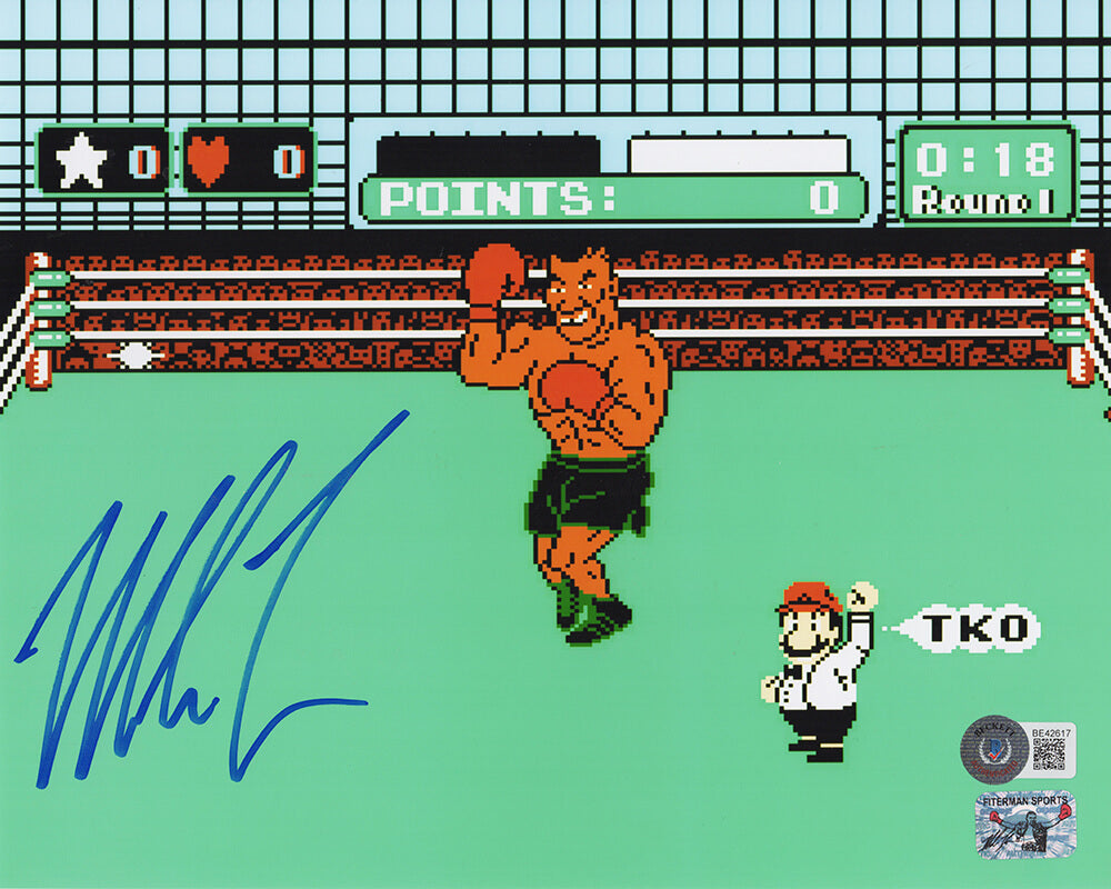 Mike Tyson Signed Nintendo Mike Tyson's Punch Out Video Game 8x10 Photo (Beckett)