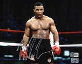 Mike Tyson Signed Boxing Black Trunks Action 8x10 Photo - (Beckett)