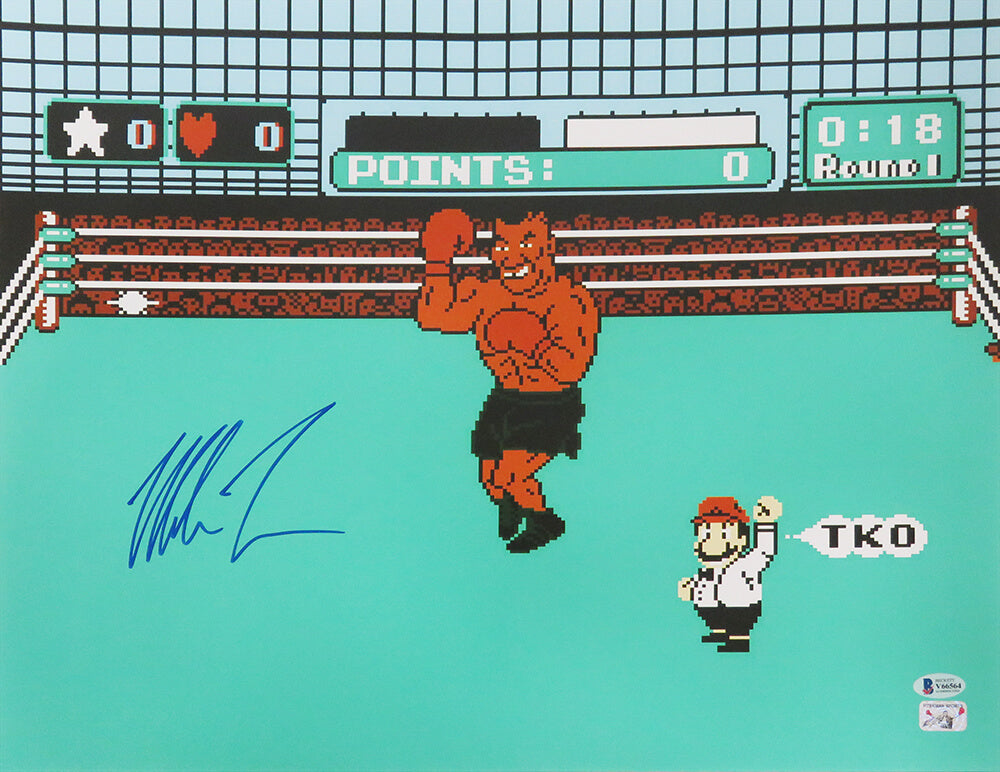 Mike Tyson Signed Nintendo Mike Tyson's Punch Out Video Game 16x20 Photo (Beckett)