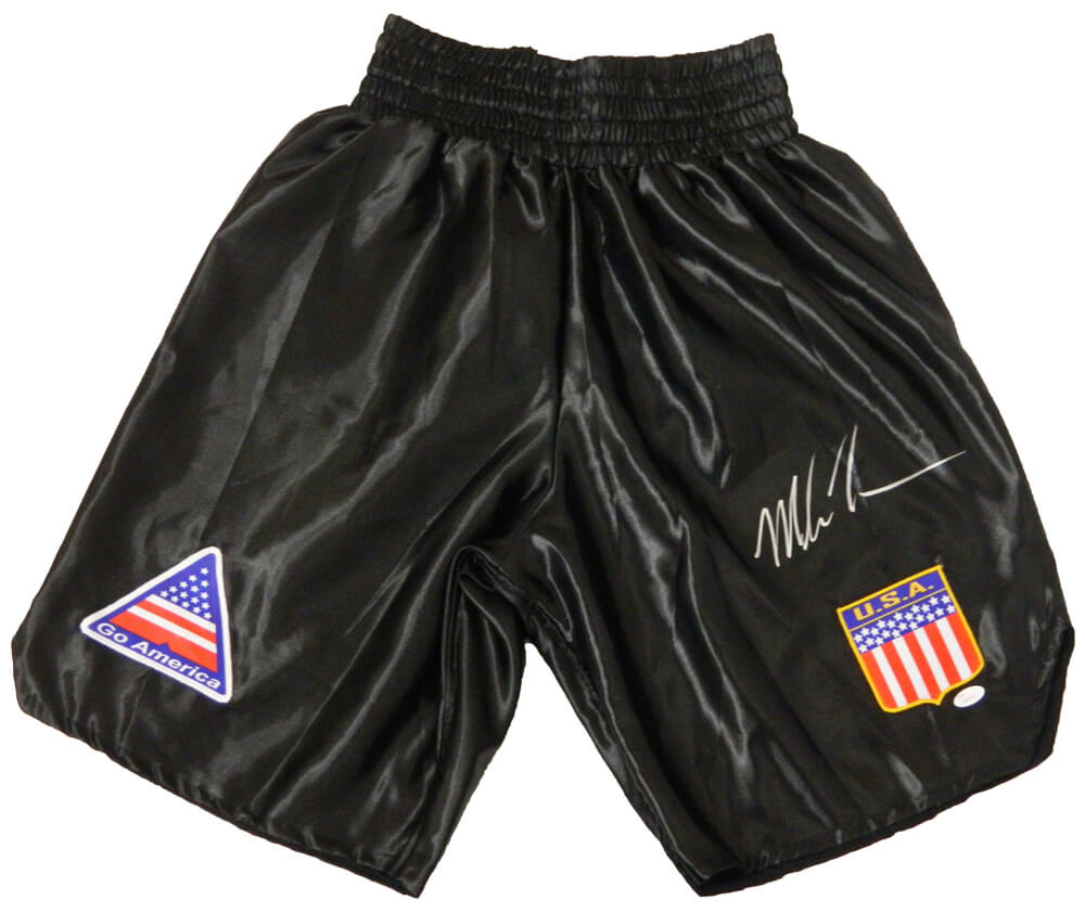 Mike Tyson Signed Black Custom Boxing Trunks