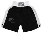 Mike Tyson Signed Title Black With White Trim Boxing Trunks