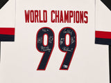 1999 Team USA Women's Soccer World Cup Champions Autographed Framed White Jersey With 8 Signatures Including Hamm & Chastain Beckett BAS Witness Stock #265406
