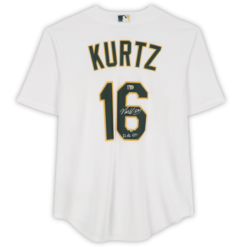 Nick Kurtz Autographed/Inscribed "25 AL ROY" Athletics Nike White Replica Jersey Fanatics