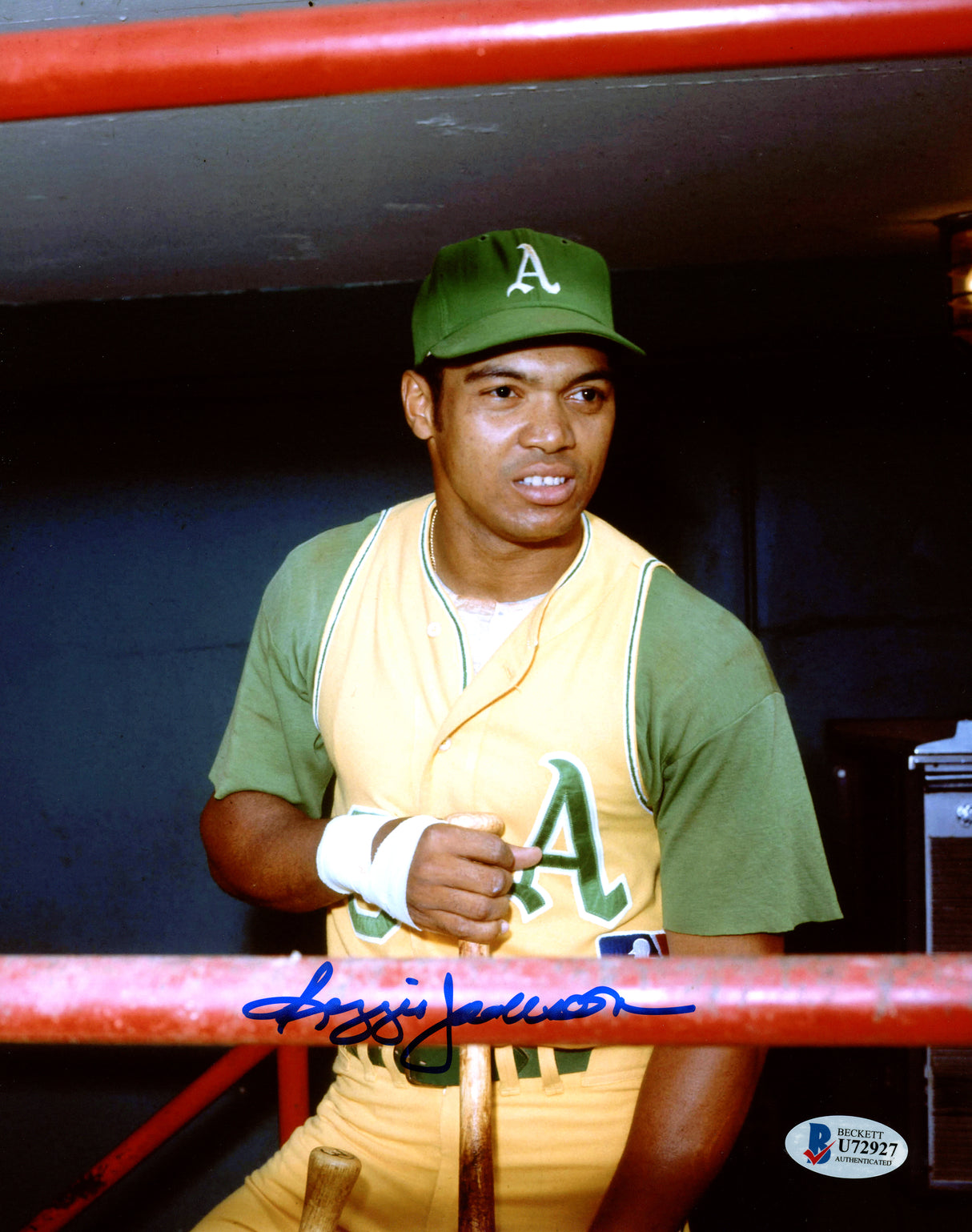 Reggie Jackson Autographed Framed 8x10 Photo Oakland A's Beckett BAS Stock #220493