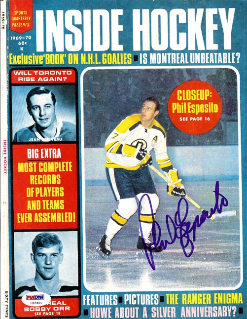 Phil Esposito Autographed Inside Hockey Magazine Cover Boston Bruins PSA/DNA #U93801