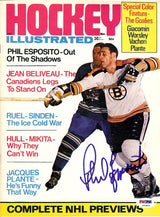 Phil Esposito Autographed Hockey Illustrated Magazine Cover Boston Bruins PSA/DNA #U93806