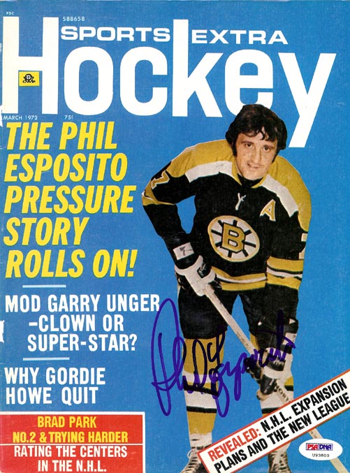 Phil Esposito Autographed Sports Extra Hockey Magazine Cover Boston Bruins PSA/DNA #U93809