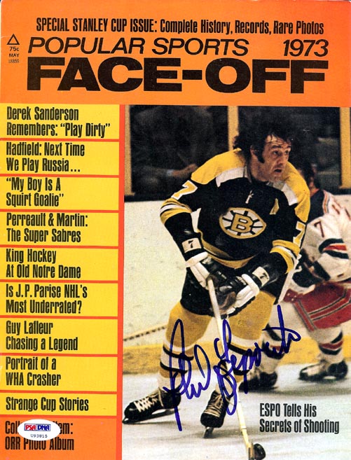 Phil Esposito Autographed Face-Off Magazine Cover Boston Bruins PSA/DNA #U93815