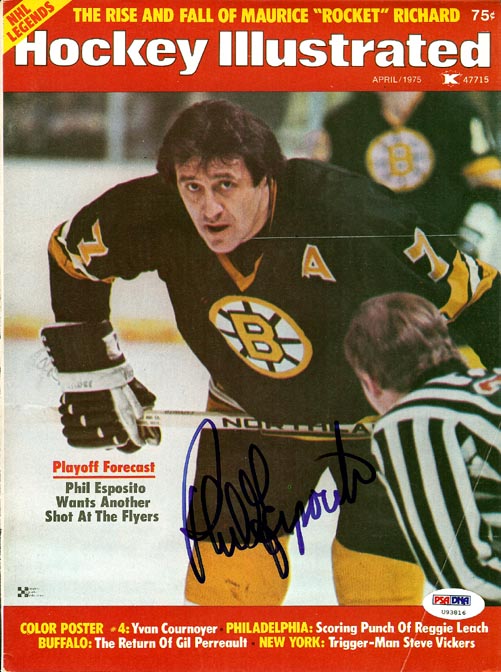 Phil Esposito Autographed Hockey Illustrated Magazine Cover Boston Bruins PSA/DNA #U93816
