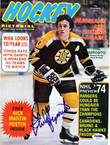 Phil Esposito Autographed Hockey Pictorial Magazine Cover Boston Bruins PSA/DNA #U93817