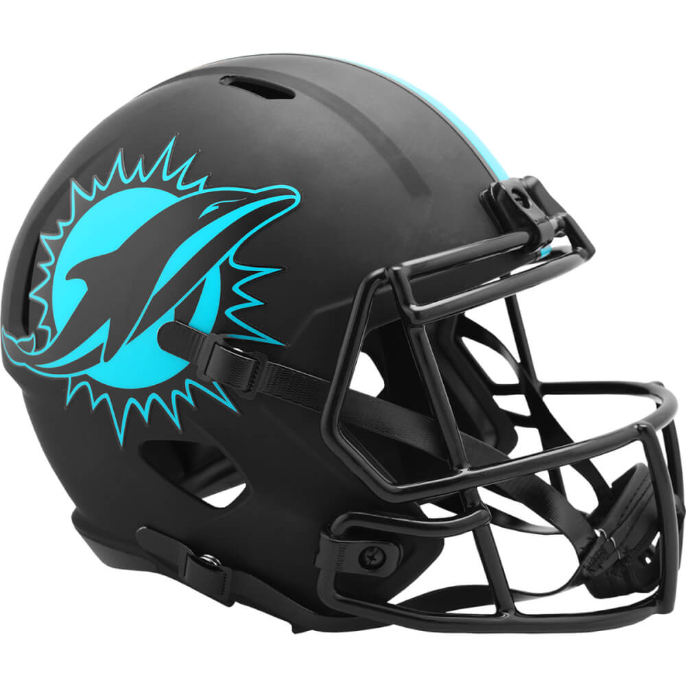 Miami Dolphins Eclipse Black Matte Riddell Full Size Speed Replica Football Helmet