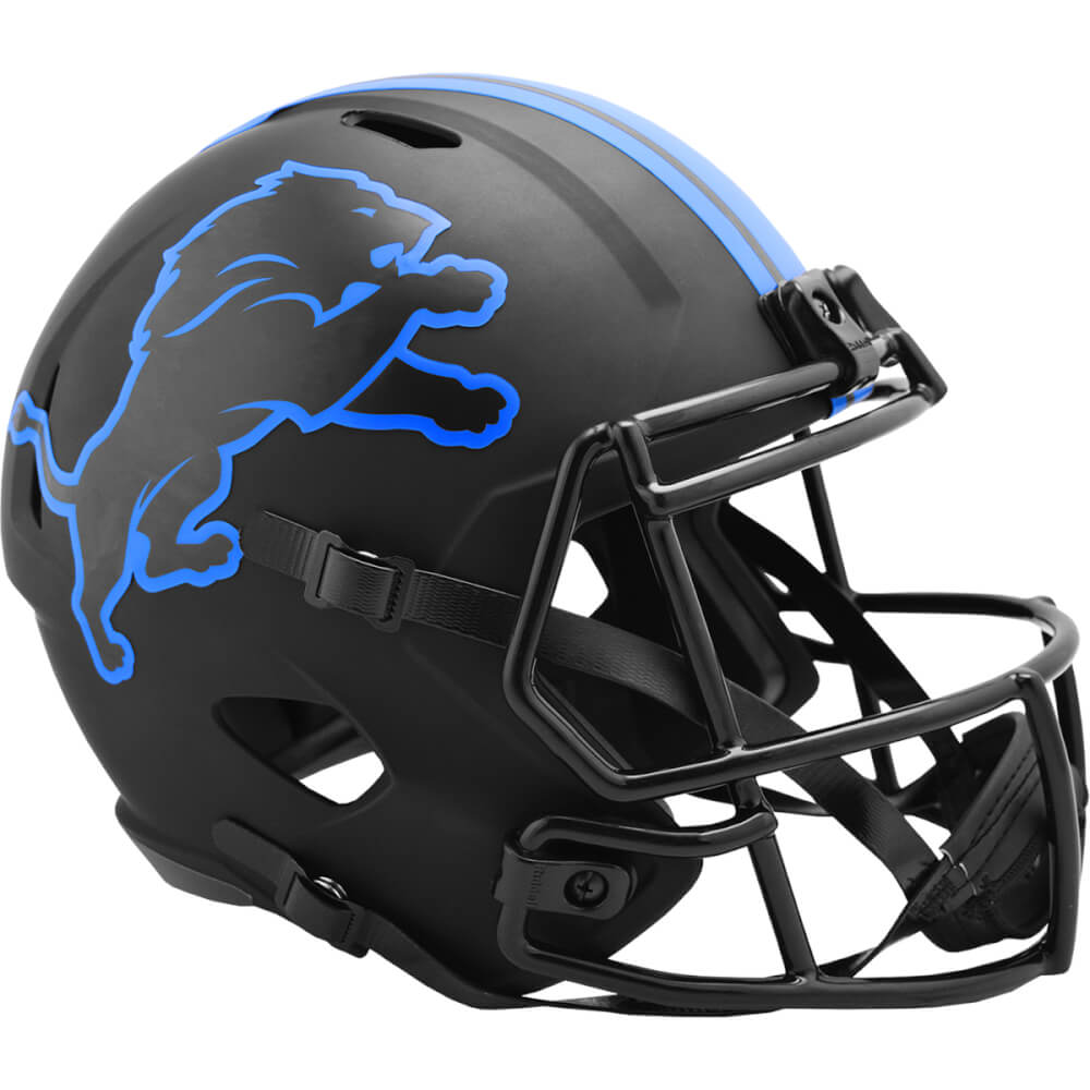 Detroit Lions Eclipse Black Matte Riddell Full Size Speed Replica Football Helmet