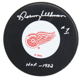 Norm Ullman Signed Detroit Red Wings Logo Hockey Puck w/HOF 1982