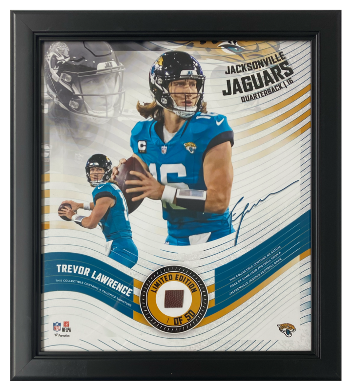 Trevor Lawrence Framed Jacksonville Jaguars Version 2 15" x 17" Game Used Football Collage LE 1/50