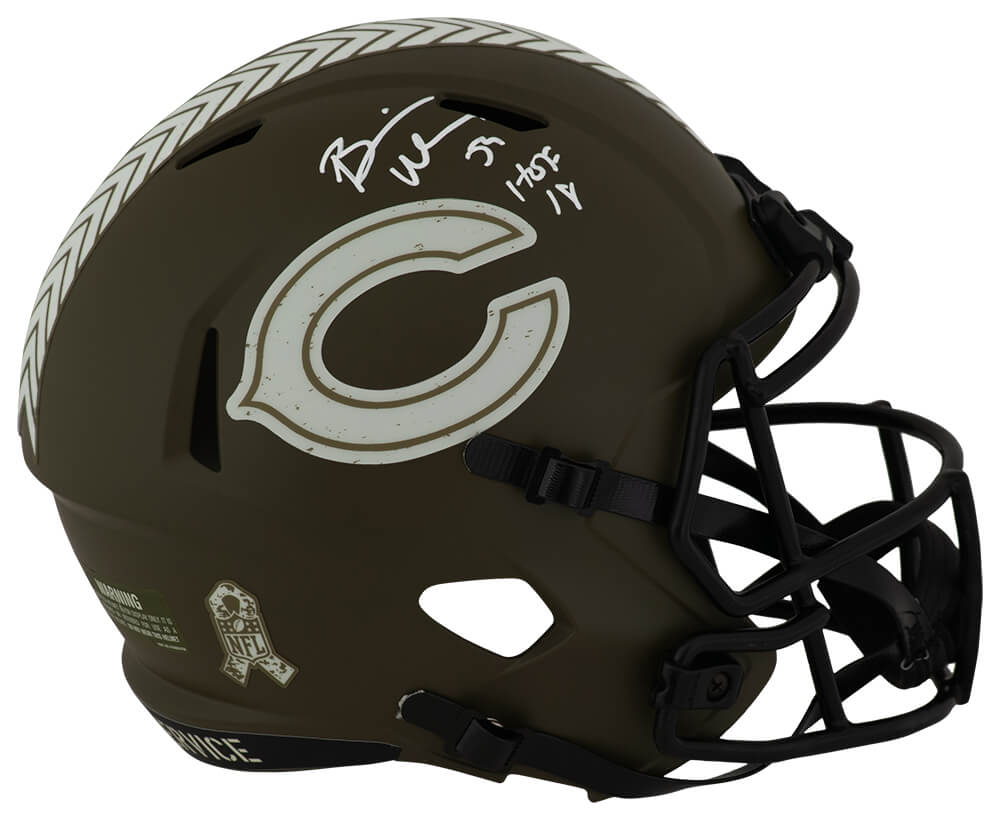 Brian Urlacher Signed Chicago Bears Salute to Service Riddell Full Size Speed Replica Helmet w/HOF'18
