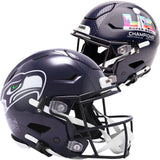 Unsigned Seattle Seahawks Blue Full Size Authentic Super Bowl LX Champions Logo SpeedFlex Helmet Stock #265536