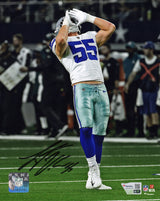 Leighton Vander Esch Signed Dallas Cowboys White Jersey Wolf Call 8x10 Photo - (Fanatics)
