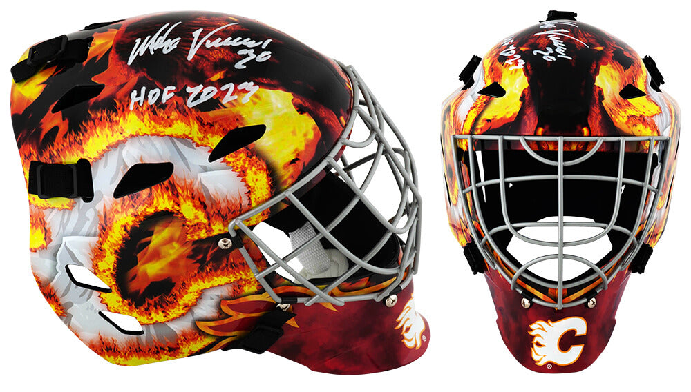 Mike Vernon Signed Calgary Flames Franklin Replica Hockey Goalie Mask w/HOF 2023
