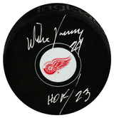 Mike Vernon Signed Detroit Red Wings Logo Hockey Puck w/HOF 2023