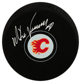 Mike Vernon Signed Calgary Flames Logo Hockey Puck