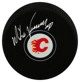 Mike Vernon Signed Calgary Flames Logo Hockey Puck