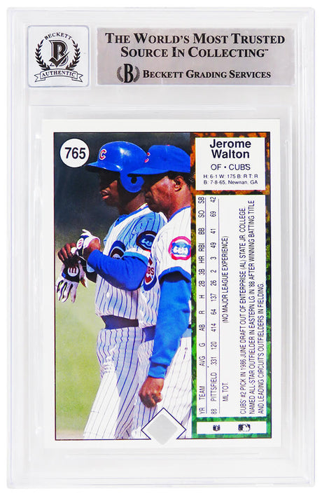 Jerome Walton Signed Cubs 1989 Upper Deck Rookie Baseball Card #765 w/1989 NL ROY - (Beckett - Auto Grade 10)