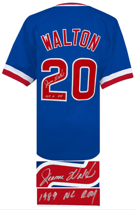 Jerome Walton Signed Blue Throwback Custom Baseball Jersey w/1989 NL ROY