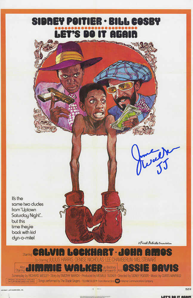 Jimmie Walker Signed Let's Do It Again 11x17 Movie Poster w/JJ
