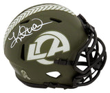 Kurt Warner Signed Rams Salute to Service Riddell Speed Mini Helmet
