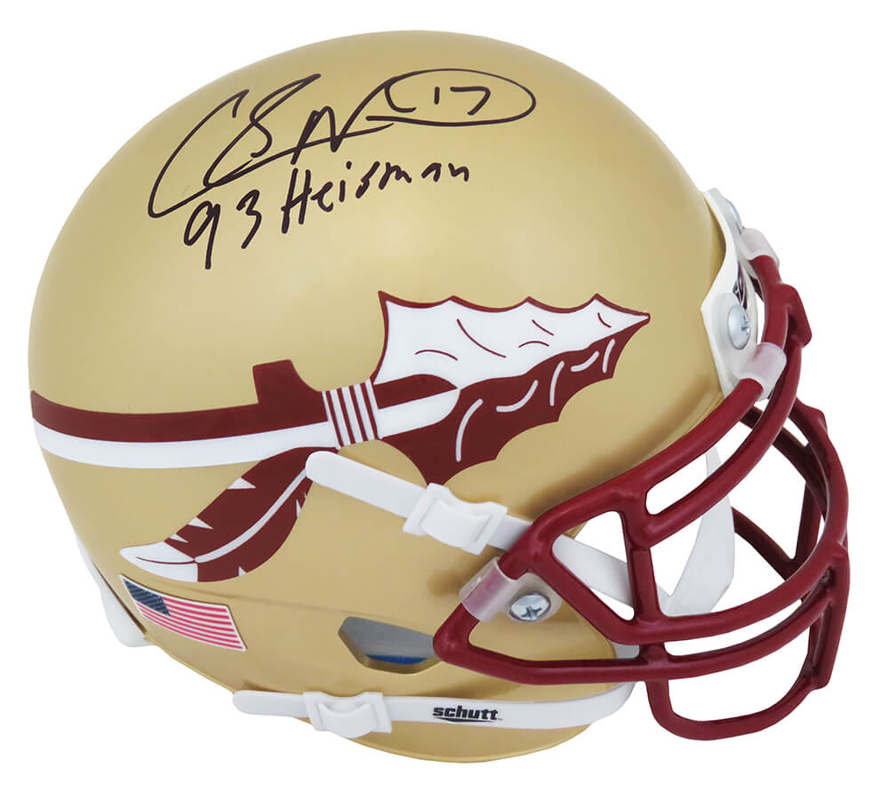 Charlie Ward Signed Florida State Seminoles Gold Schutt Mini Helmet w/93 Heisman
