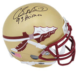 Charlie Ward Signed Florida State Seminoles Gold Schutt Mini Helmet w/93 Heisman