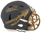 Charlie Ward Signed Florida State Seminoles SLATE Riddell Speed Mini Helmet w/Heisman'93