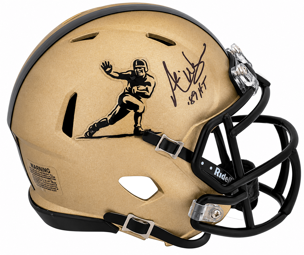 Andre Ware Signed Heisman Trophy Logo Gold Riddell Speed Mini Helmet w/89'HT