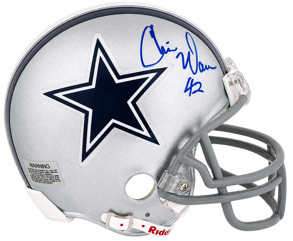 Chris Warren Signed Dallas Cowboys Riddell (VSR4) Mini Helmet